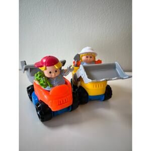 Fisher-Price Little People Dump Truck and a Front Loader with Figures